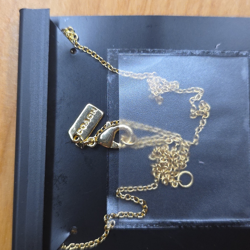 Coach Gold Necklace with Blue Heart Pendant - Picture 3 of 4